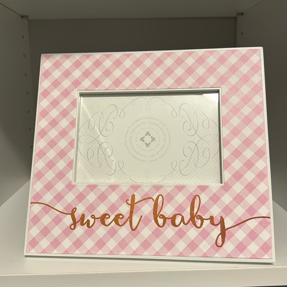 Baby Girl, pink gingham, “Sweet Baby” 4x6 frame